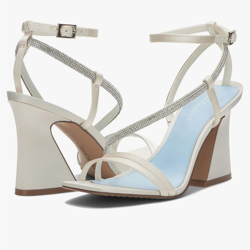 Vince Camuto Ivory Bridal Block Heel - Sandals Rhinestone Wedding Shoes